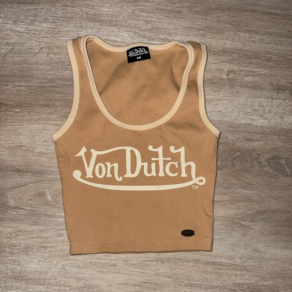 Von Dutch Beige Sleeveless Top